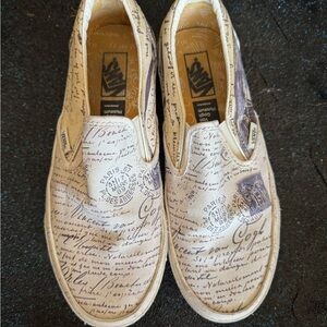 Vans Cream and Brown Slip-On Shoes